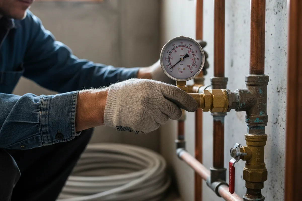 Pressure testing a repaired line during Water Line Repair in Mappsville
